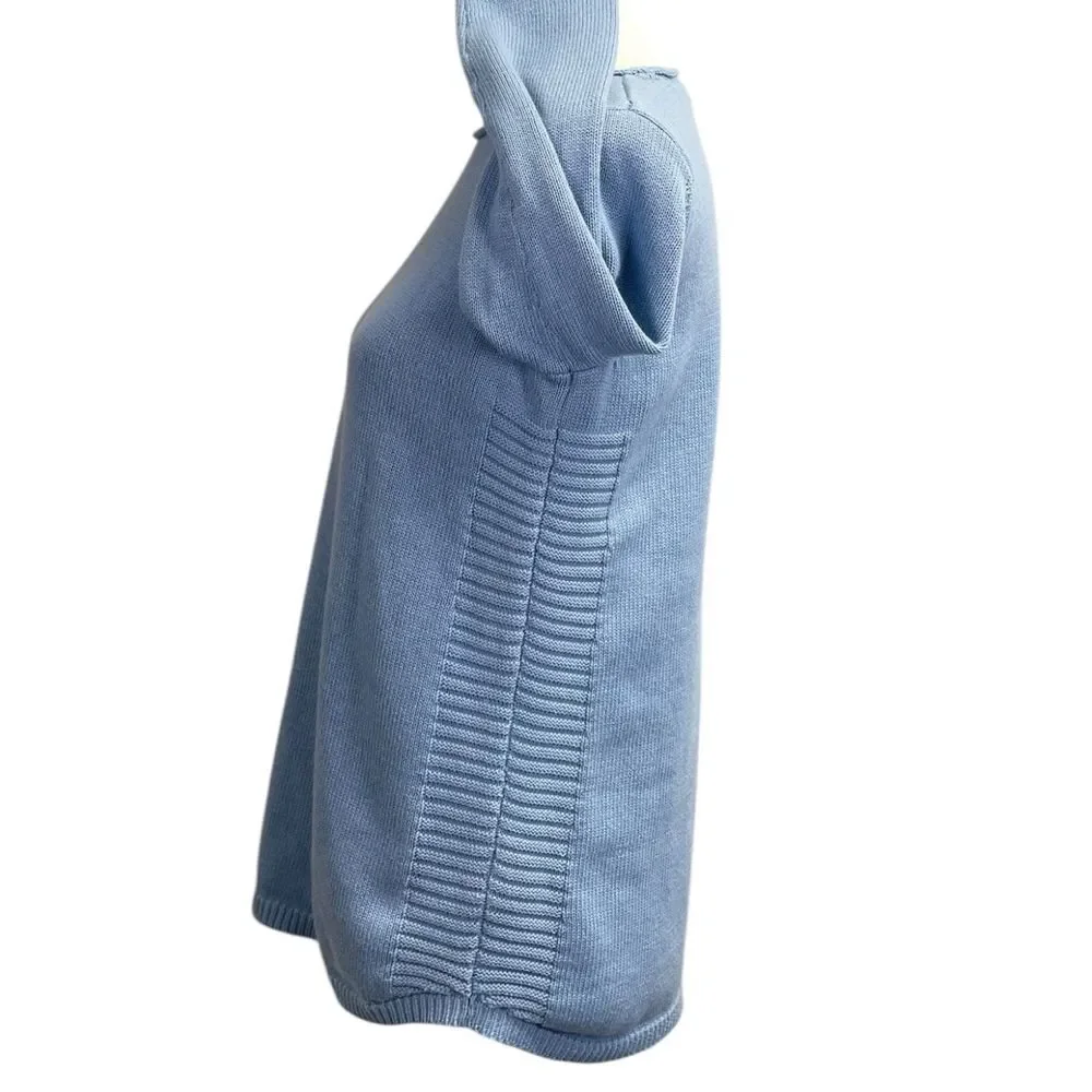 J. Jill Light Blue Crewneck Knit Sweater, size XS. Pullover cotton wool blend